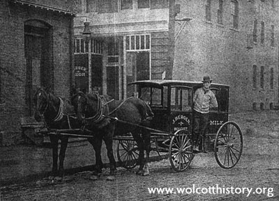 James Bergen with his milk wagon