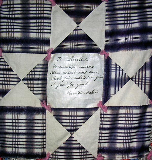 Harriet Nichols - one square of autograph quilt