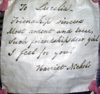 Harriet Nichols - close-up of verse and signature