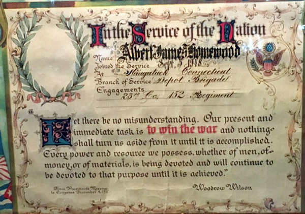 certificate given to Albert James Homewood