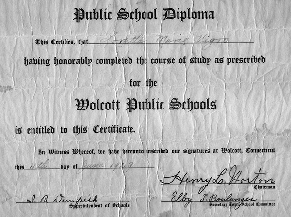 Loretta Nigro's diploma