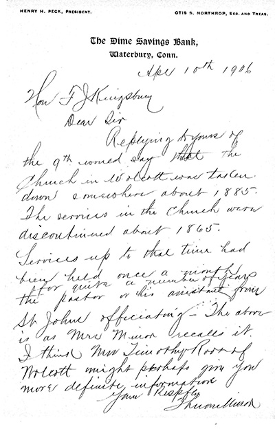 F.J. Kingsbury letter