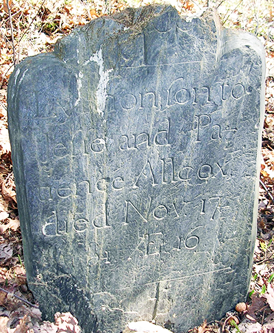 tombstone of Patience Allcox (Alcott) 