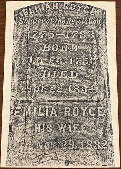 Elijah Royce's tombstone