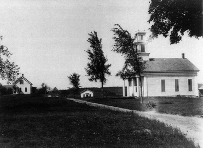 School House and Congregational Church, circa 1900